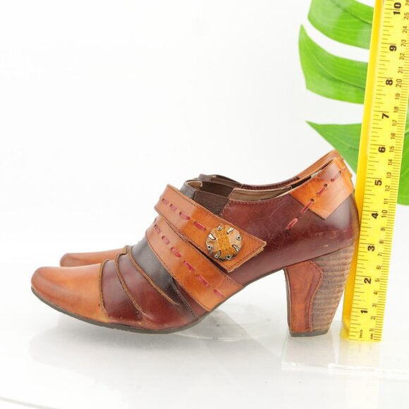 Spring Step Womens Wondrous Boot Size 40 9 Tan Brown Leather Block Heel  Booties - Picture 6 of 12